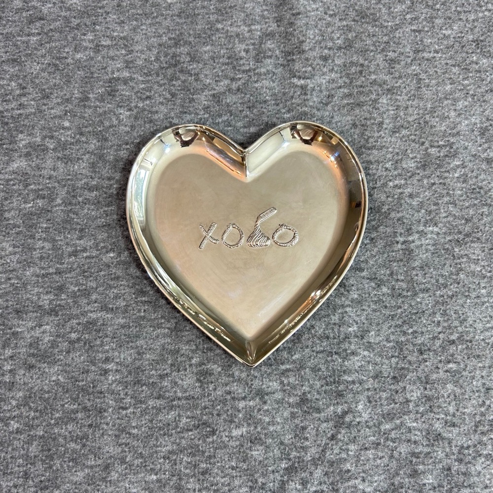 Hershey Kiss Heart Trinket Dish XOXO Silver Metal HFC 2004 Vintage
